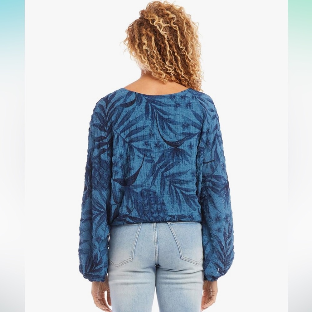 NWT Karen Kane Women's Blue Sand & Sky Lantern Sleeve Top size Large - Picture 3 of 14